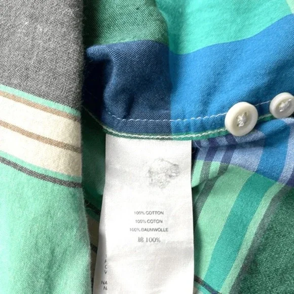 J. Crew Shirt Mens Small S Blue Plaid Slim Indian Madras Long Sleeve Button Down - Picture 10 of 12
